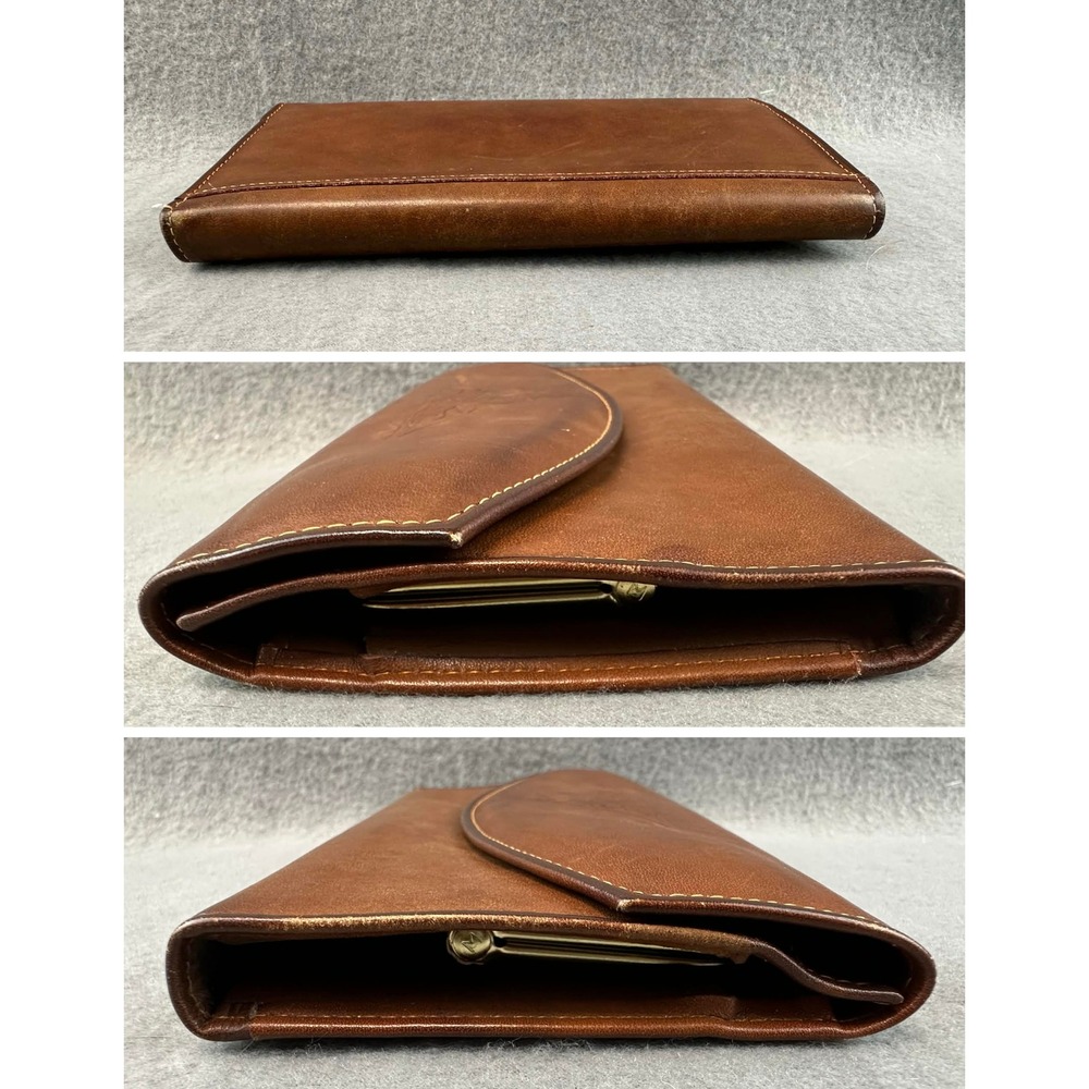 Genuine Cowhide Leather Rolfs Classic Brown Checkbook Wallet Womens - Picture 3 of 8